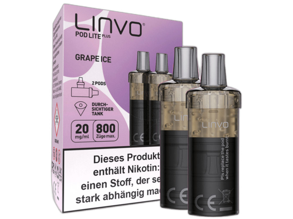 Linvo - Pod Lite Plus - 2ml Prefilled Cartridge (2 Stück) - Grape Ice 1er Packung 20 mg/ml - Vapes4you