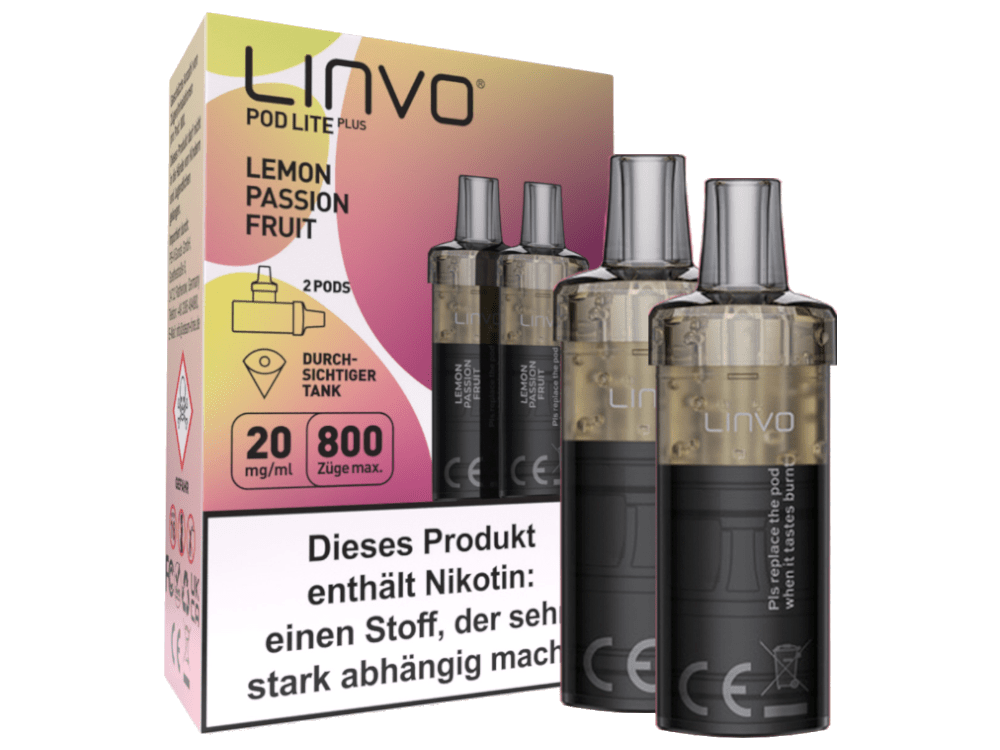 Linvo - Pod Lite Plus - 2ml Prefilled Cartridge (2 Stück) - Lemon Passionfruit 1er Packung 20 mg/ml - Vapes4you