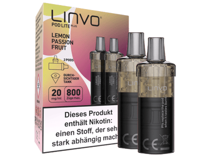 Linvo - Pod Lite Plus - 2ml Prefilled Cartridge (2 Stück) - Lemon Passionfruit 1er Packung 20 mg/ml - Vapes4you
