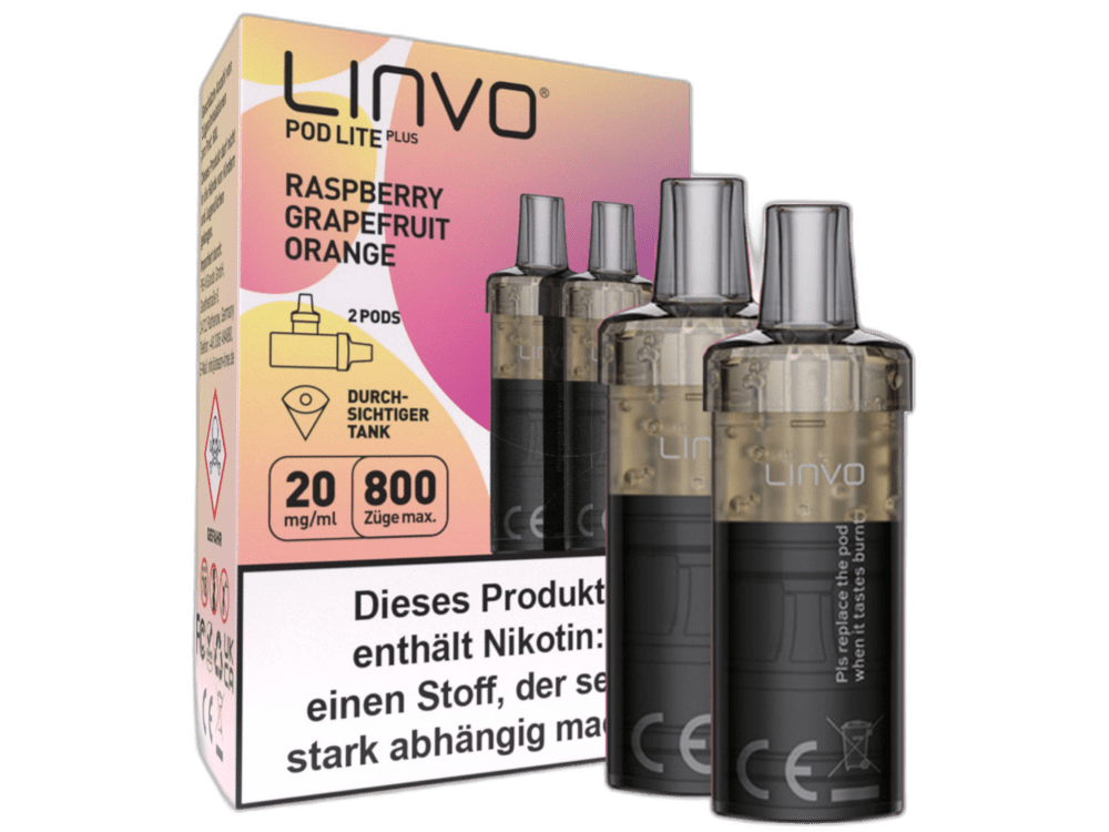 Linvo - Pod Lite Plus - 2ml Prefilled Cartridge (2 Stück) - Raspberry Grapefruit Orange 1er Packung 20 mg/ml - Vapes4you