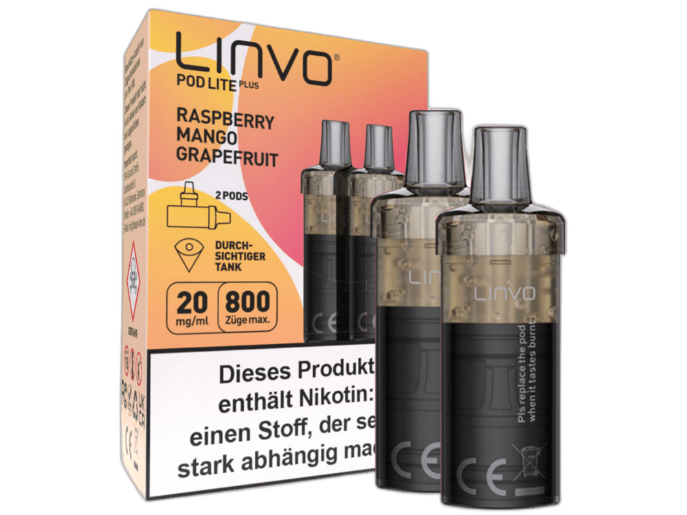 Linvo - Pod Lite Plus - 2ml Prefilled Cartridge (2 Stück) - Raspberry Mango Grapefruit 1er Packung 20 mg/ml - Vapes4you