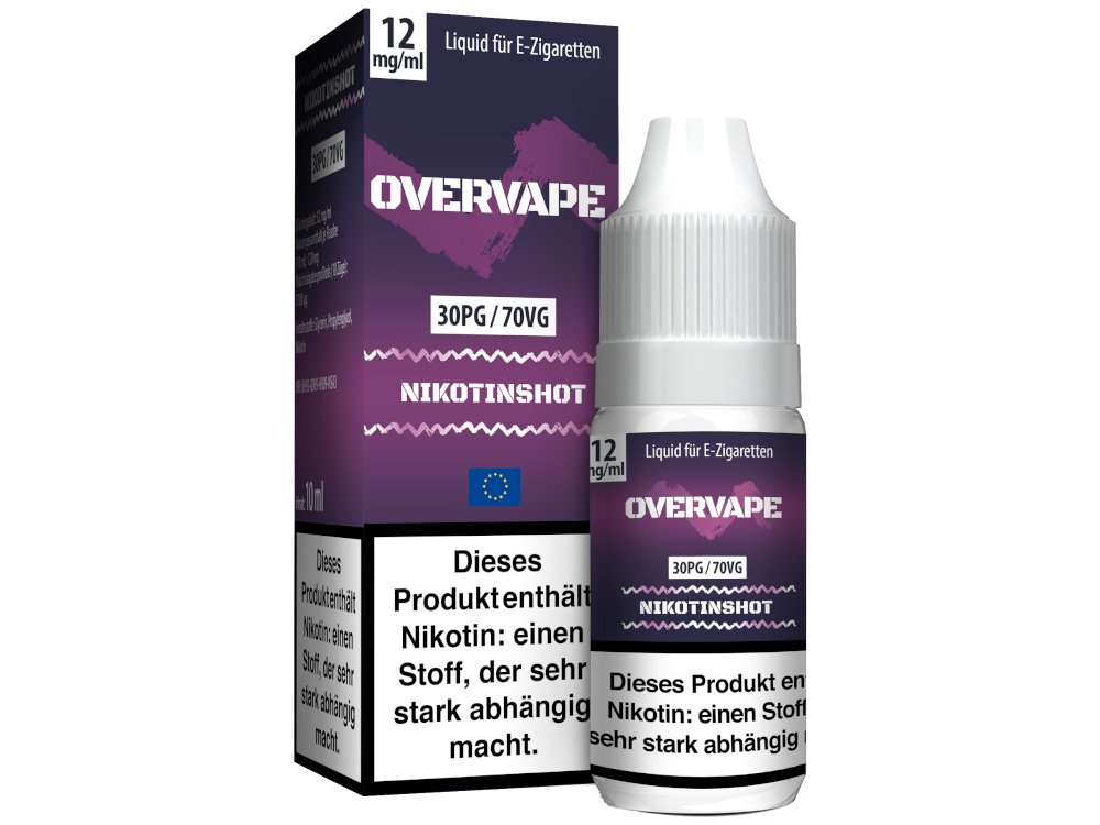 Overvape - Nikotin Shot - 10ml (30PG/70VG) - 30PG / 70VG 1er Packung 12 mg/ml - Vapes4you