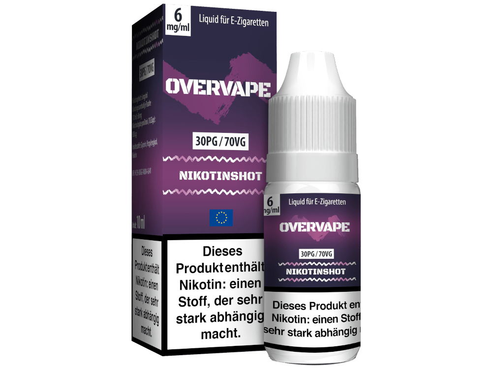 Overvape - Nikotin Shot - 10ml (30PG/70VG) - 30PG / 70VG 1er Packung 6 mg/ml - Vapes4you