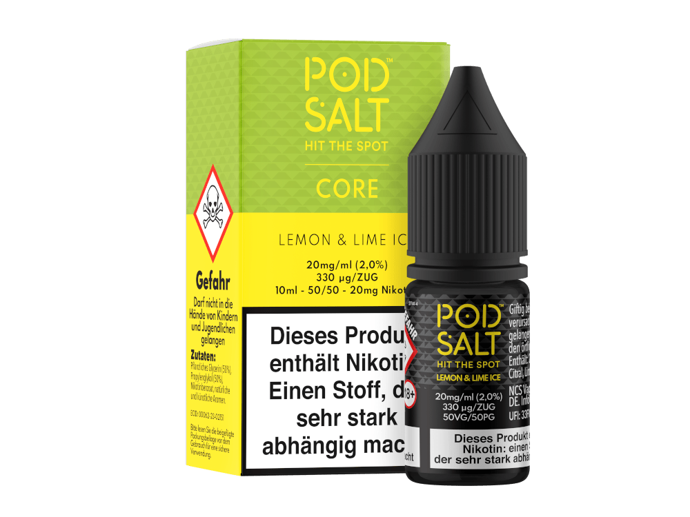 Pod Salt Core - Lemon & Lime Ice - 10ml Fertigliquid (Nikotinsalz) - Lemon & Lime Ice 1er Packung 20 mg/ml - Vapes4you
