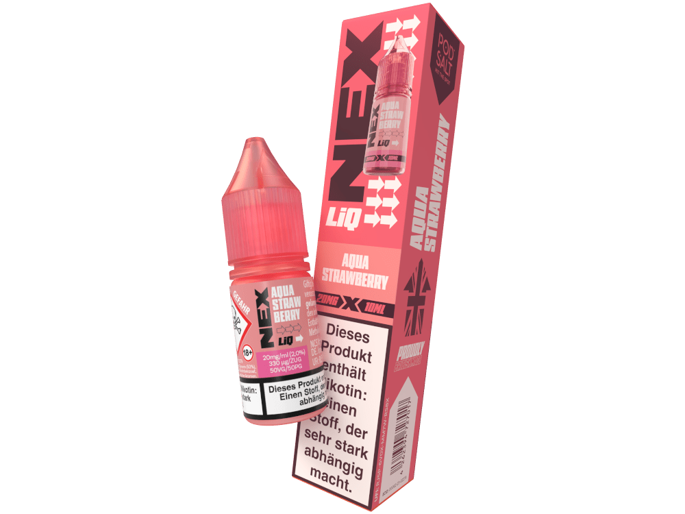 Pod Salt - NexLiq - Aqua Strawberry - 10ml Fertigliquid (Nikotinfrei/Nikotinsalz) - Aqua Strawberry 1er Packung 20 mg/ml - Vapes4you