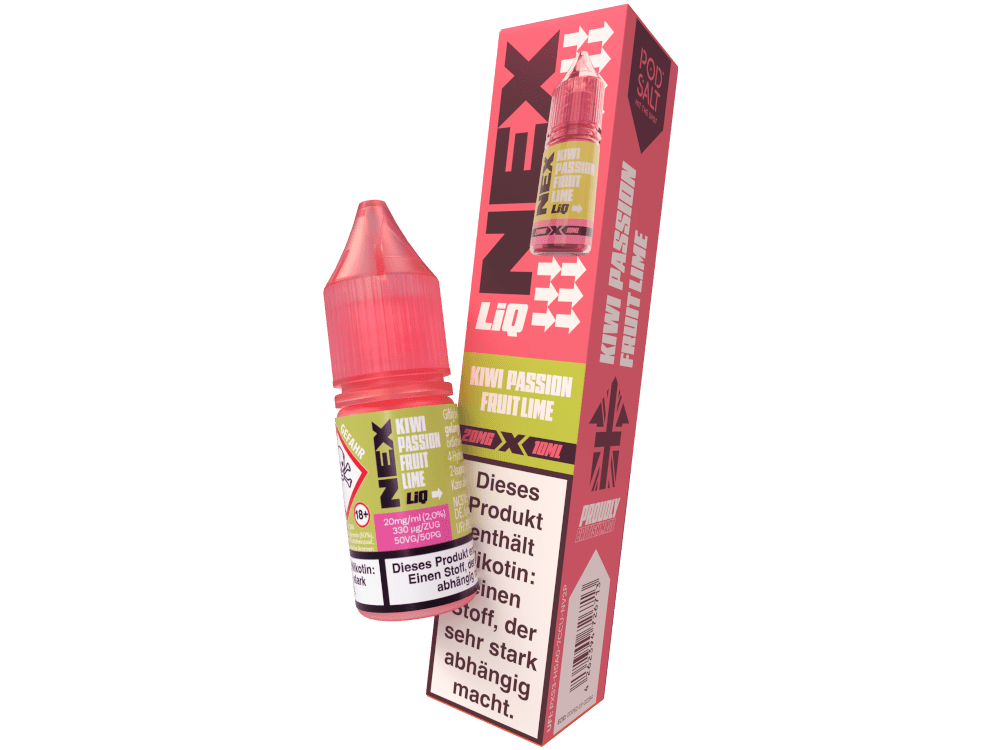 Pod Salt - NexLiq - Kiwi Passionfruit Lime - 10ml Fertigliquid (Nikotinfrei/Nikotinsalz) - Kiwi Passionfruit Lime 1er Packung 20 mg/ml - Vapes4you