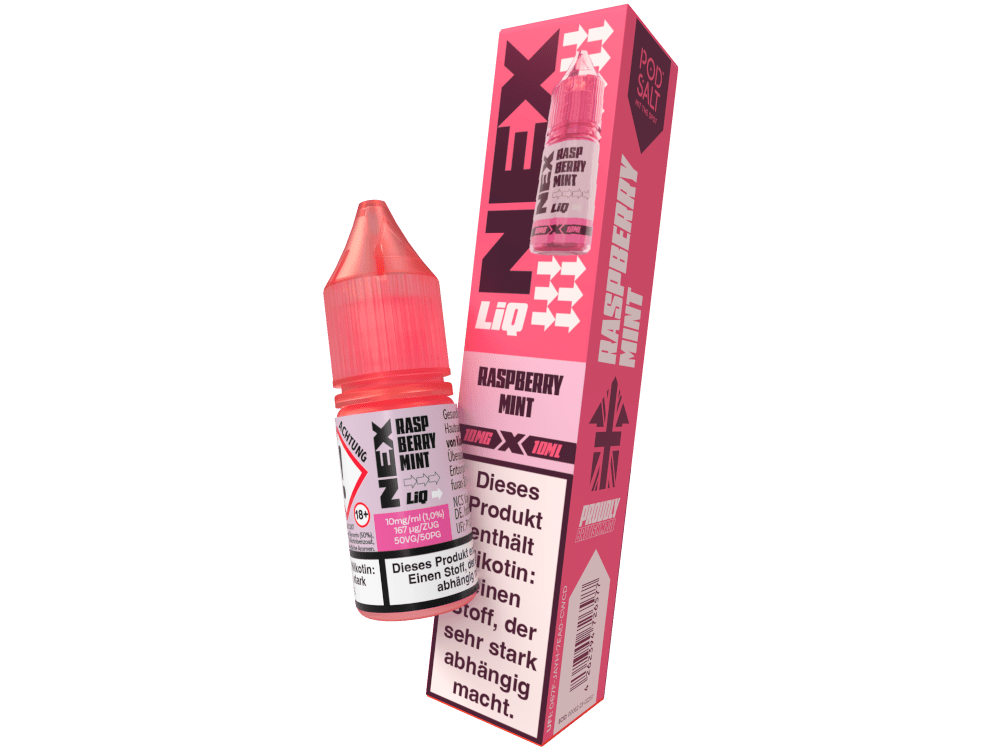 Pod Salt - NexLiq - Raspberry Mint - 10ml Fertigliquid (Nikotinfrei/Nikotinsalz) - Raspberry Mint 1er Packung 10 mg/ml - Vapes4you
