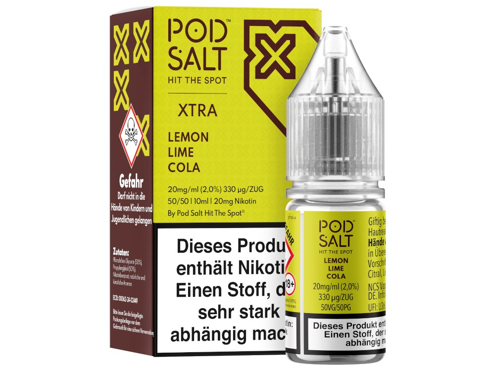 Pod Salt X - Lemon Lime Cola - 10ml Fertigliquid (Nikotinsalz) - Lemon Lime Cola 1er Packung 20 mg/ml - Vapes4you