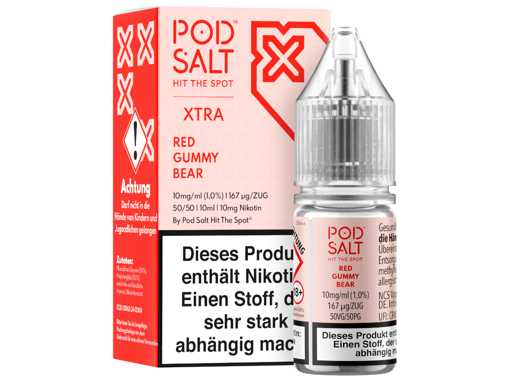 Pod Salt X - Red Gummy Bear - 10ml Fertigliquid (Nikotinsalz)