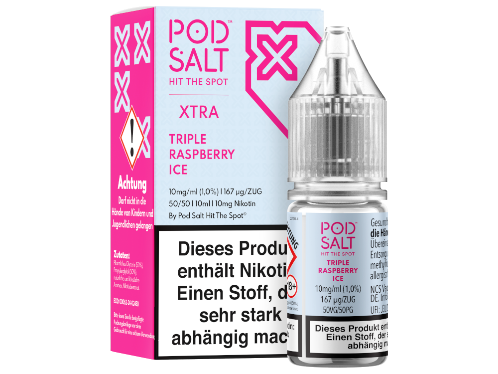 Pod Salt X - Triple Raspberry Ice - 10ml Fertigliquid (Nikotinsalz)