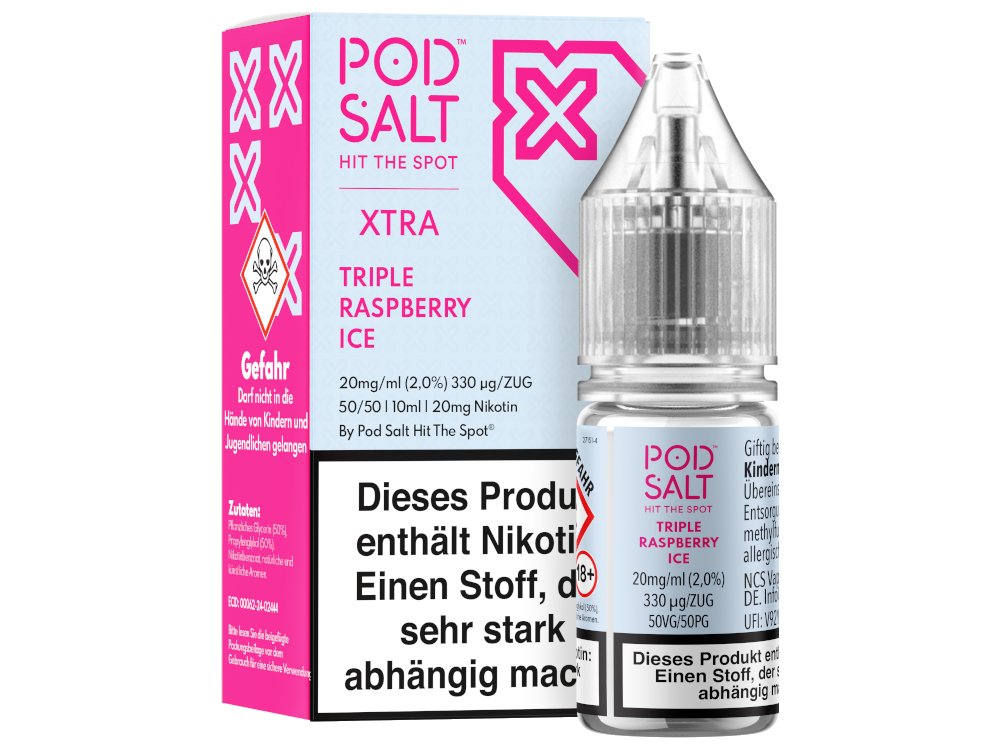 Pod Salt X - Triple Raspberry Ice - 10ml Fertigliquid (Nikotinsalz) - Triple Raspberry Ice 1er Packung 20 mg/ml - Vapes4you