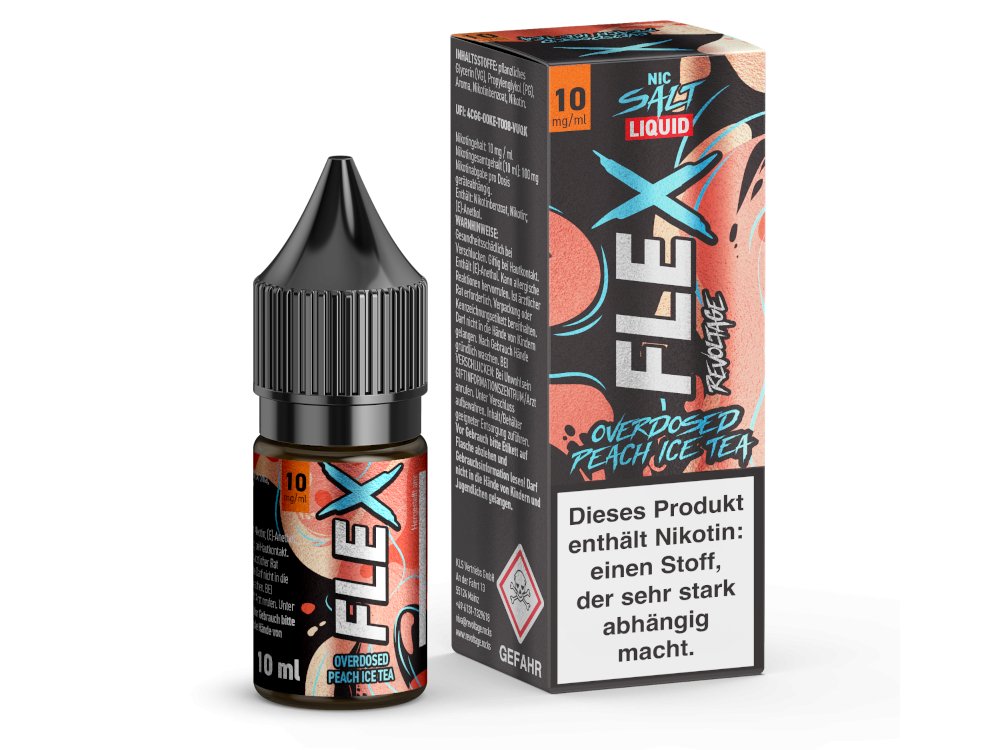 Revoltage - FLEX - Peach Ice Tea - 10ml Fertigliquid (Nikotinfrei/Nikotinsalz) - Peach Ice Tea 1er Packung 10 mg/ml - Vapes4you