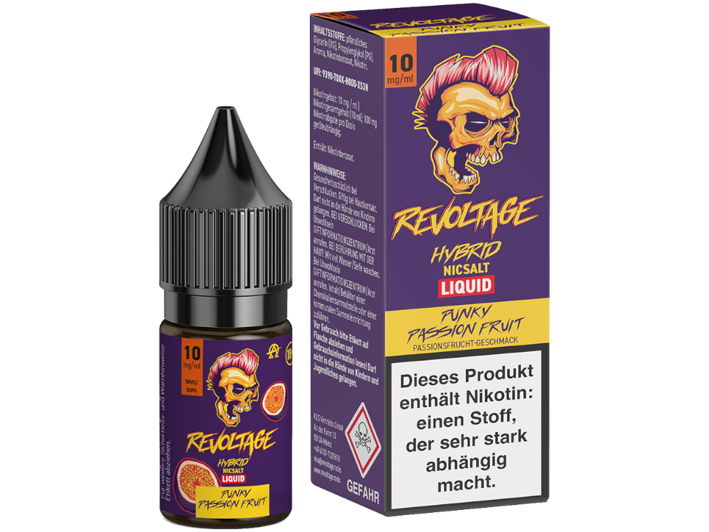 Revoltage - Punky Passion Fruit - 10ml Fertigliquid (Hybrid Nikotinsalz) - Punky Passion Fruit 1er Packung 10 mg/ml - Vapes4you