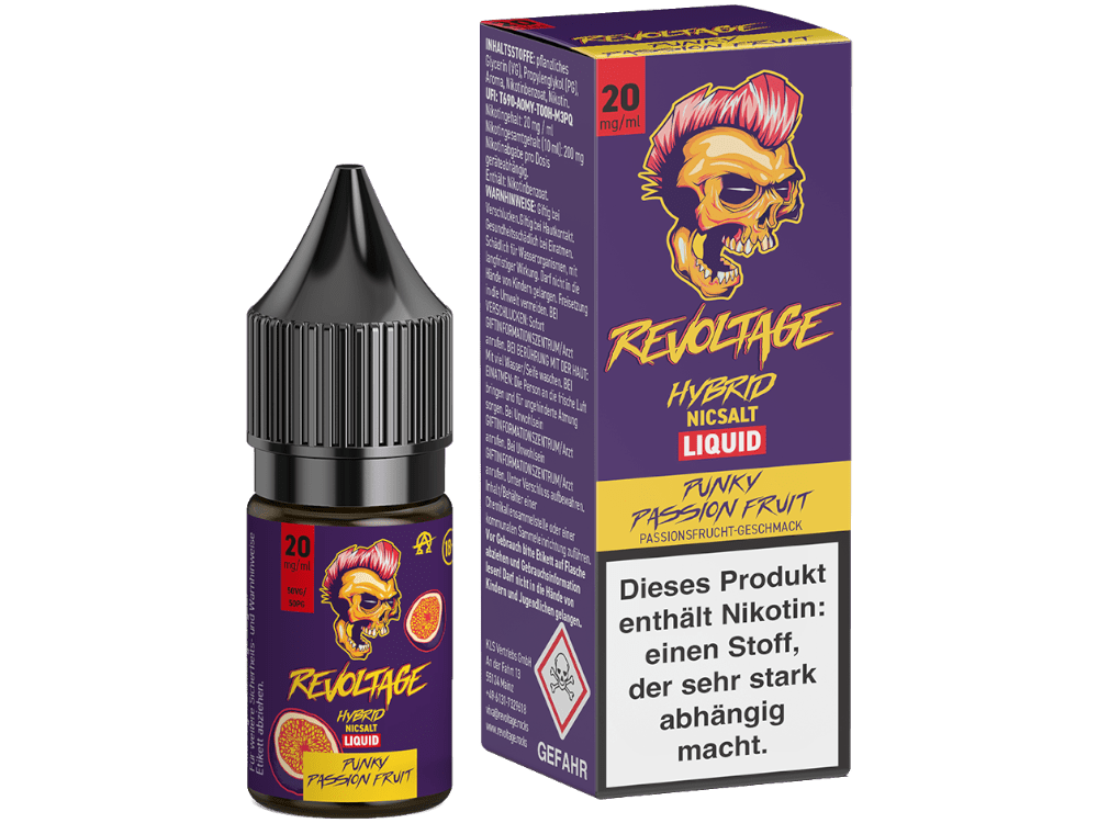 Revoltage - Punky Passion Fruit - 10ml Fertigliquid (Hybrid Nikotinsalz) - Punky Passion Fruit 1er Packung 20 mg/ml - Vapes4you