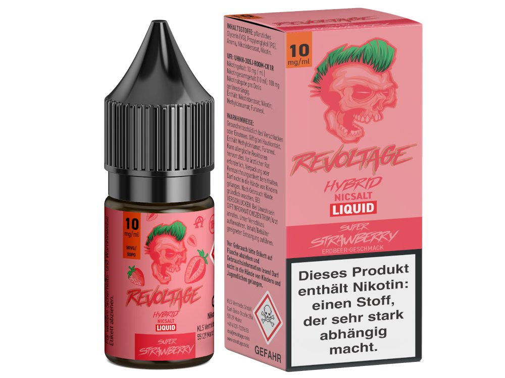 Revoltage - Super Strawberry - 10ml Fertigliquid (Nikotinsalz) - Super Strawberry 1er Packung 10 mg/ml- Vapes4you