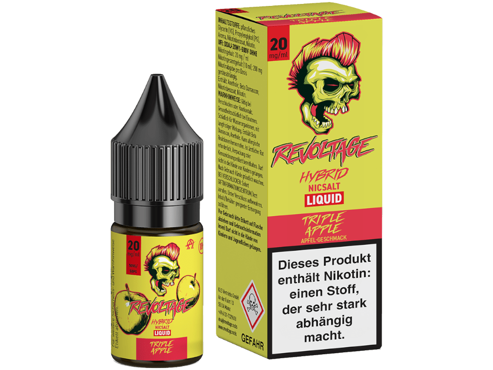 Revoltage - Tripple Apple - 10ml Fertigliquid (Hybrid Nikotinsalz) - Tripple Apple 1er Packung 20 mg/ml - Vapes4you