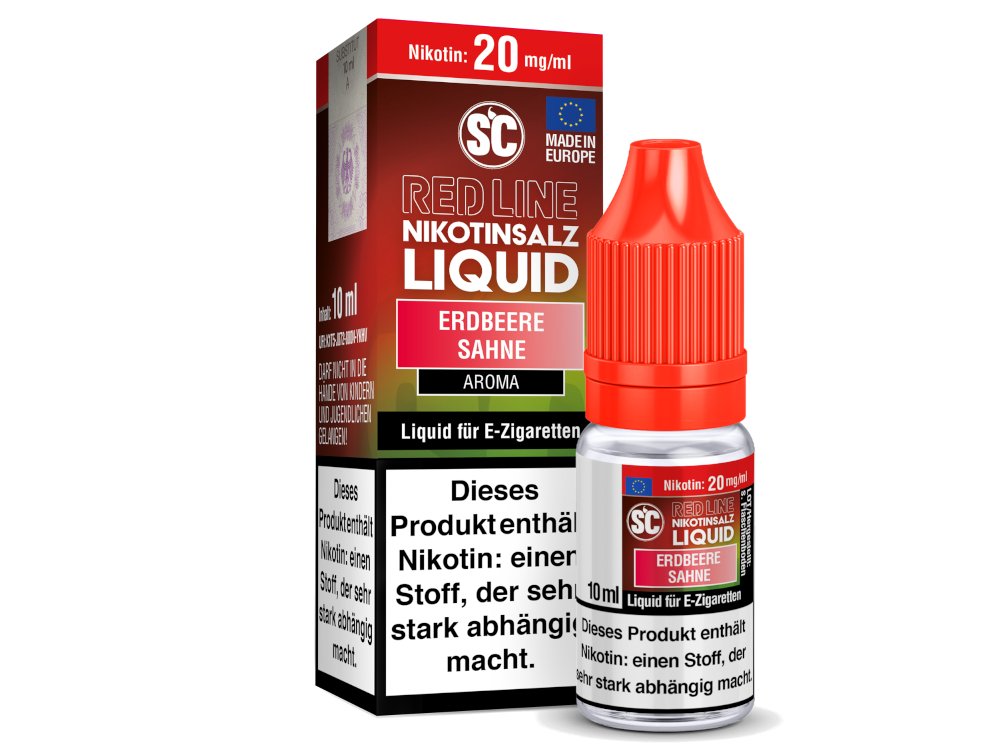 SC - Red Line Erdbeere Sahne - 10ml Fertigliquid (Nikotinfrei/Nikotinsalz) - 1er Packung 20 mg/ml - Vapes4you