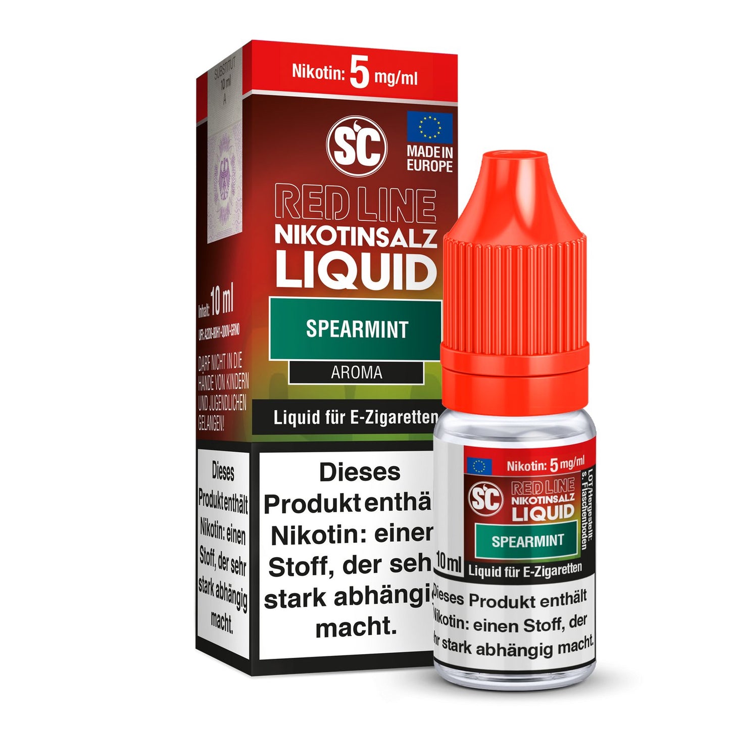 SC - Red Line Spearmint - 10ml Fertigliquid (Nikotinfrei/Nikotinsalz) - 1er Packung 5 mg/ml - Vapes4you