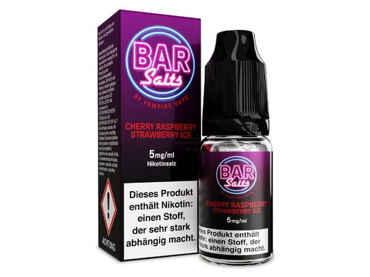 Vampire Vape - Bar Salts Cherry Rasperry Strawberry Ice - 10ml Fertigliquid (Nikotinsalz) - Cherry Raspberry Strawberry Ice 1er Packung 5 mg/ml - Vapes4you