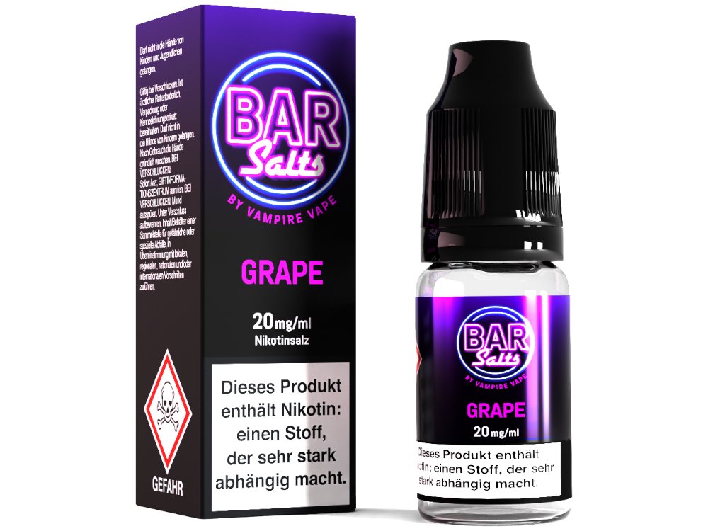 Vampire Vape - Bar Salts Grape - 10ml Fertigliquid (Nikotinsalz) - Grape 1er Packung 20 mg/ml - Vapes4you