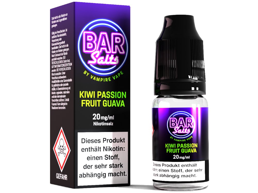 Vampire Vape - Bar Salts Kiwi Passion Fruit Guava - 10ml Fertigliquid (Nikotinsalz) - Kiwi Passion Fruit Guava 1er Packung 20 mg/ml - Vapes4you