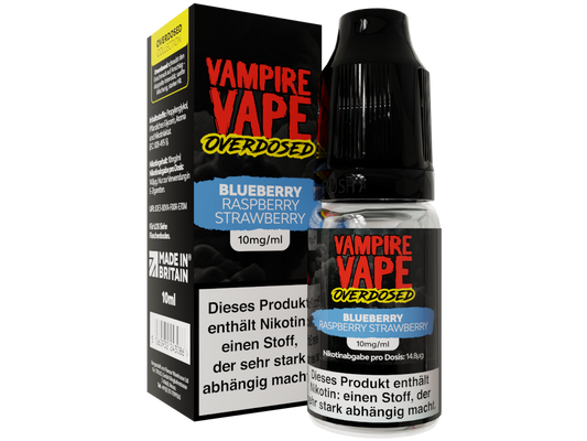 Vampire Vape Overdosed - Blueberry Raspberry Strawberry - 10ml Fertigliquid (Nikotinsalz)