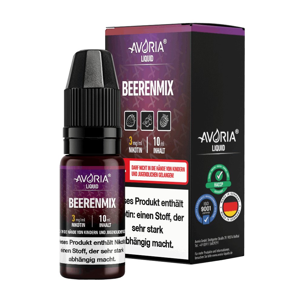 Avoria - Beerenmix - 10ml Fertigliquid (Nikotinfrei/Nikotin) - Beerenmix 1er Packung 0 mg/ml- Vapes4you