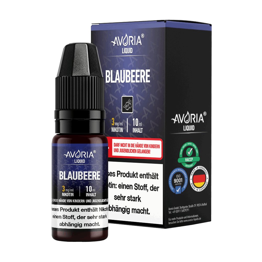 Avoria - Blaubeere - 10ml Fertigliquid (Nikotinfrei/Nikotin) - Blaubeere 1er Packung 0 mg/ml- Vapes4you