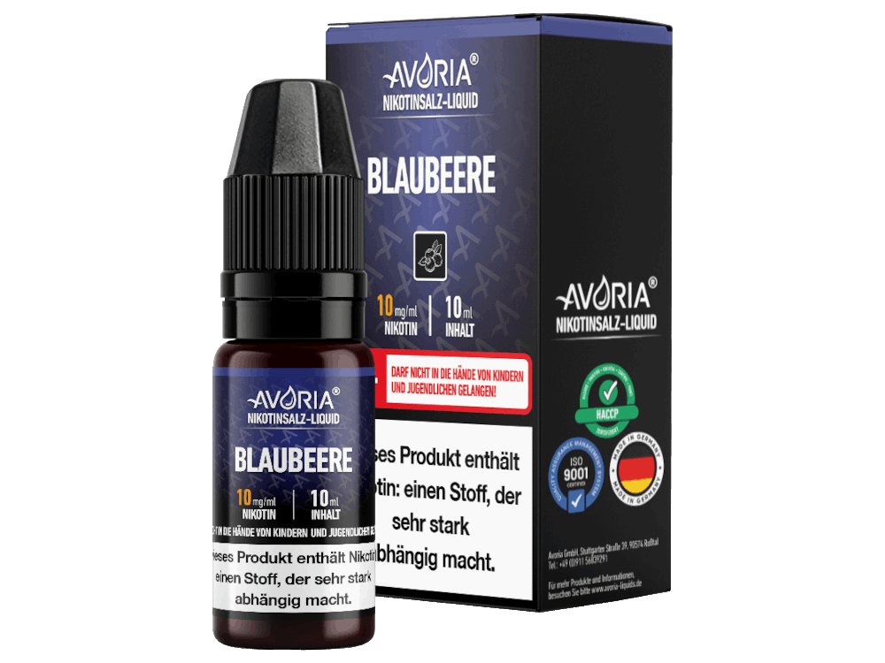 Avoria - Blaubeere - 10ml Fertigliquid (Nikotinsalz) - Blaubeere 1er Packung 20 mg/ml- Vapes4you