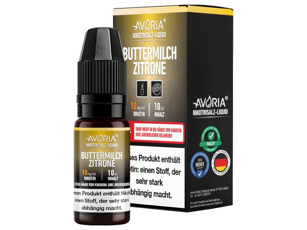 Avoria - Buttermilch-Zitrone - 10ml Fertigliquid (Nikotinsalz) - Buttermilch-Zitrone 1er Packung 10 mg/ml- Vapes4you