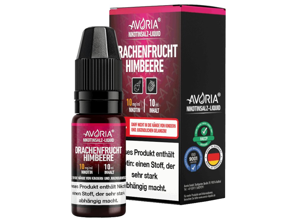 Avoria - Drachenfrucht-Himbeer - 10ml Fertigliquid (Nikotinsalz) - Drachenfrucht-Himbeer 1er Packung 10 mg/ml- Vapes4you