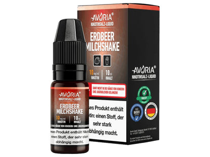 Avoria - Erdbeer-Milchshake - 10ml Fertigliquid (Nikotinsalz) - Erdbeer-Milchshake 1er Packung 10 mg/ml- Vapes4you