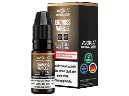 Avoria - Erdnuss-Vanille - 10ml Fertigliquid (Nikotinsalz) - Erdnuss-Vanille 1er Packung 10 mg/ml- Vapes4you