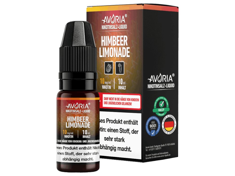 Avoria - Himbeer-Limonade - 10ml Fertigliquid (Nikotinsalz) - Himbeer-Limonade 1er Packung 10 mg/ml- Vapes4you