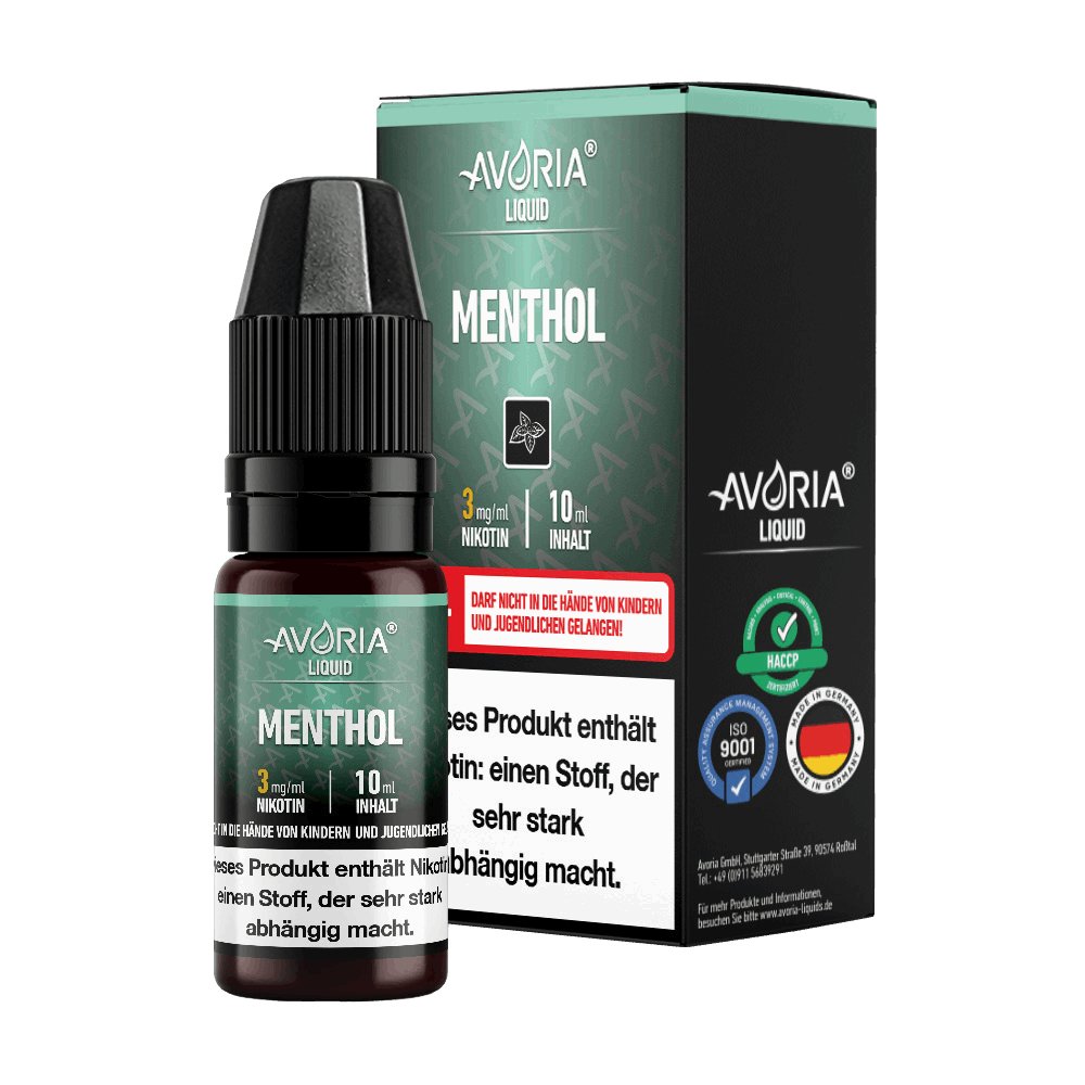 Avoria - Menthol - 10ml Fertigliquid (Nikotinfrei/Nikotin) - Menthol 1er Packung 0 mg/ml- Vapes4you