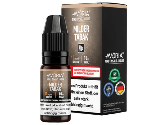 Avoria - Milder Tabak - 10ml Fertigliquid (Nikotinsalz) - Milder Tabak 1er Packung 20 mg/ml- Vapes4you