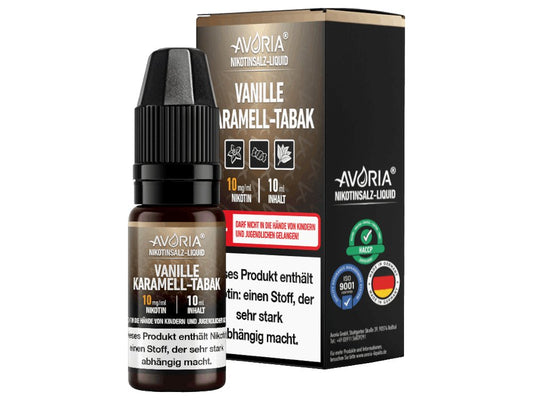 Avoria - Vanille-Karamell-Tabak - 10ml Fertigliquid (Nikotinsalz) - Vanille-Karamell-Tabak 1er Packung 20 mg/ml- Vapes4you