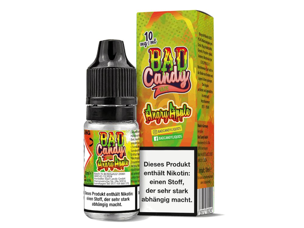 Bad Candy Liquids - Angry Apple - 10ml Fertigliquid (Nikotinsalz) - 1er Packung 10 mg/ml - Vapes4you