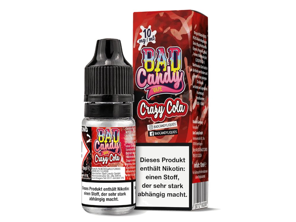 Bad Candy Liquids - Crazy Cola - 10ml Fertigliquid (Nikotinsalz) - 1er Packung 10 mg/ml - Vapes4you