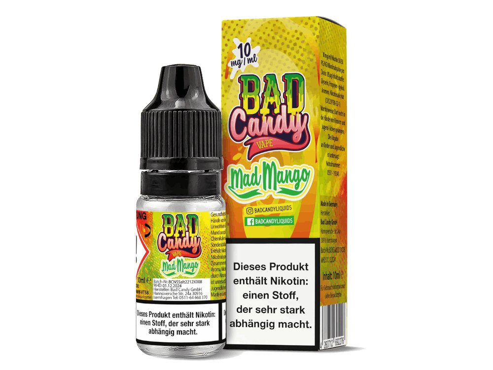 Bad Candy Liquids - Mad Mango - 10ml Fertigliquid (Nikotinsalz) - 1er Packung 10 mg/ml - Vapes4you