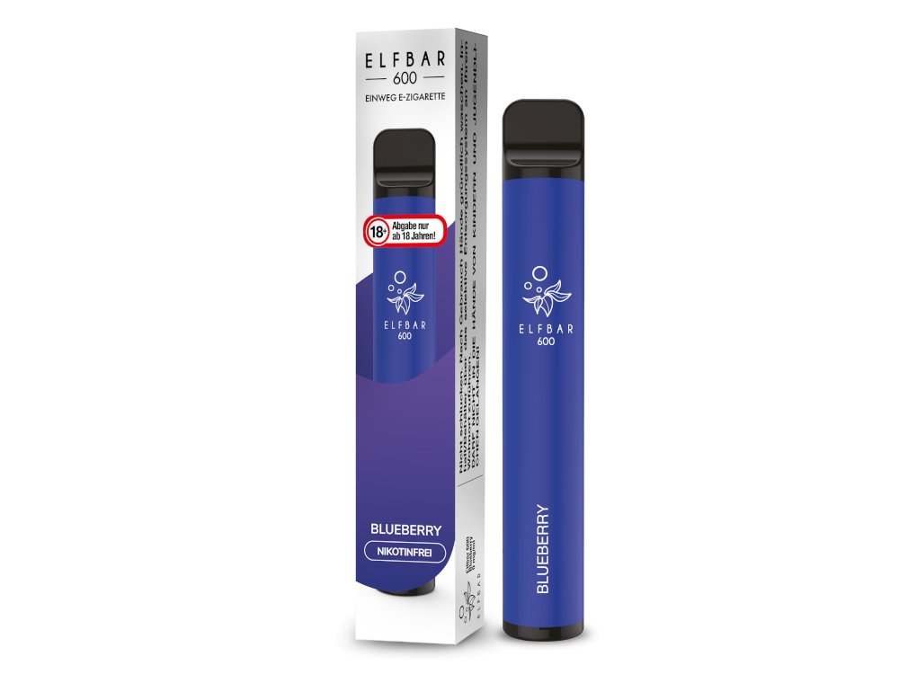 Elf Bar - 600 - Einweg E-Zigarette (Nikotinfrei) - Blueberry 1er Packung 0 mg/ml- Vapes4you