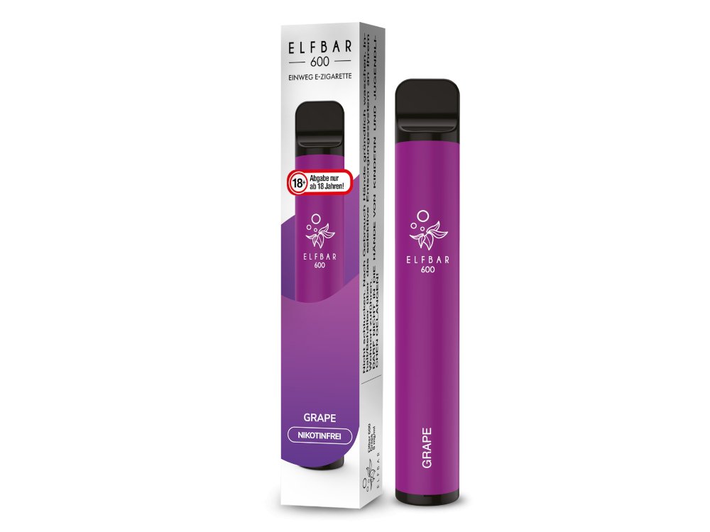 Elf Bar - 600 - Einweg E-Zigarette (Nikotinfrei) - Grape 1er Packung 0 mg/ml- Vapes4you