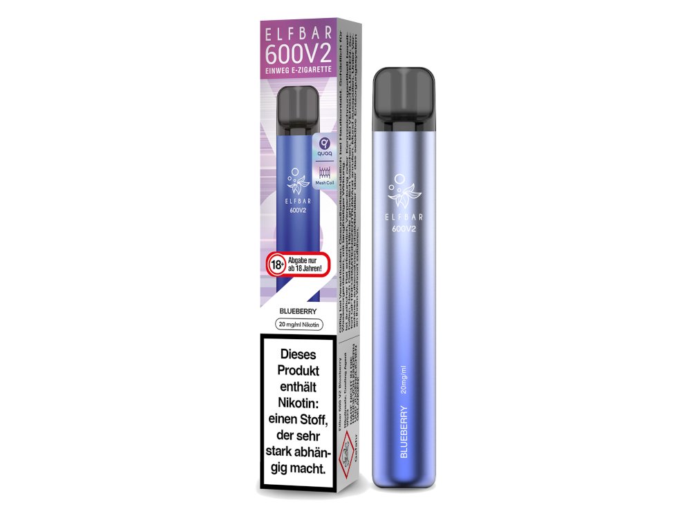 Elf Bar - 600 V2 - Einweg E-Zigarette (Nikotin) - Blueberry 1er Packung 20 mg/ml- Vapes4you