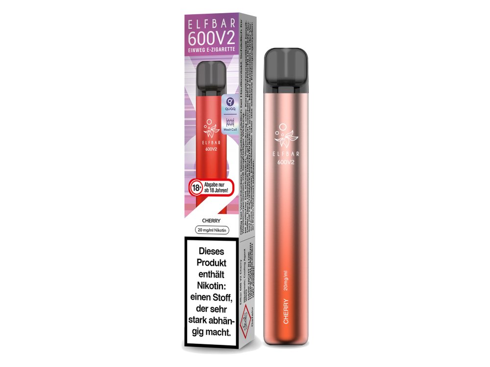 Elf Bar - 600 V2 - Einweg E-Zigarette (Nikotin) - Cherry 1er Packung 20 mg/ml- Vapes4you