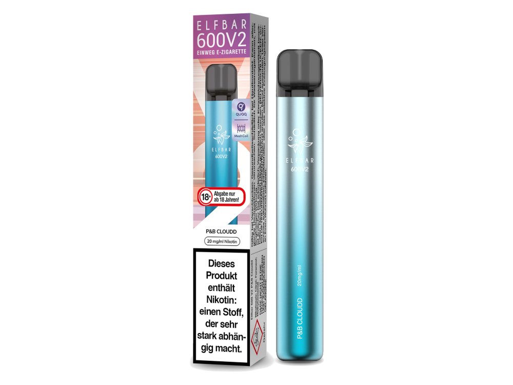 Elf Bar - 600 V2 - Einweg E-Zigarette (Nikotin) - P&B Cloudd 1er Packung 20 mg/ml- Vapes4you