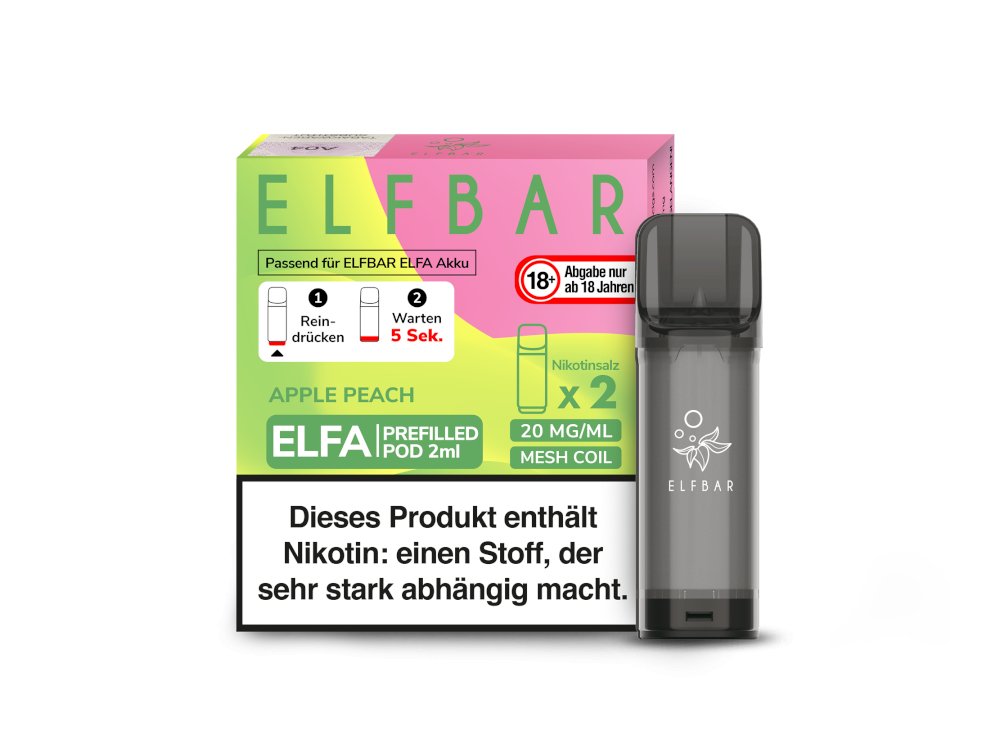 Elf Bar - Elfa - 2ml Prefilled Pods (2 Stück pro Packung) - Apple Peach 1er Packung 20 mg/ml- Vapes4you