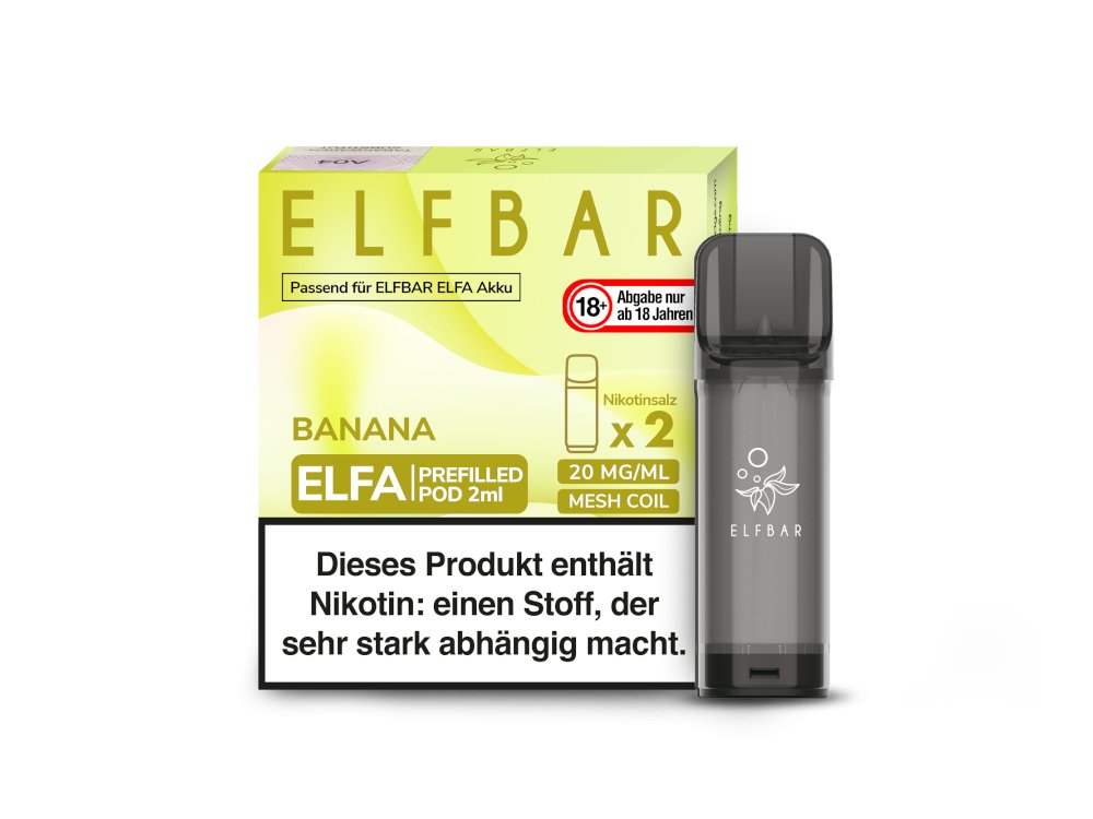 Elf Bar - Elfa - 2ml Prefilled Pods (2 Stück pro Packung) - Banane 1er Packung 20 mg/ml- Vapes4you