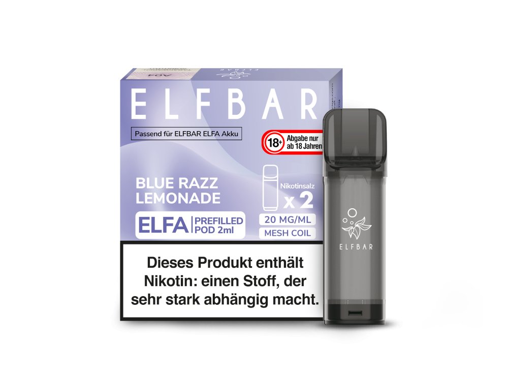 Elf Bar - Elfa - 2ml Prefilled Pods (2 Stück pro Packung) - Blue Razz Lemonade 1er Packung 20 mg/ml- Vapes4you