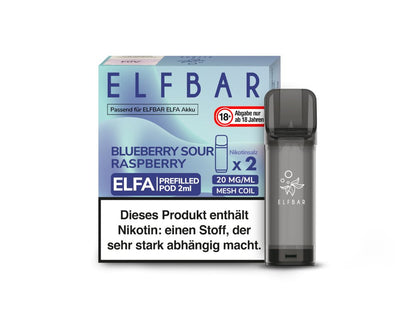 Elf Bar - Elfa - 2ml Prefilled Pods (2 Stück pro Packung) - Blueberry Sour Raspberry 1er Packung 20 mg/ml- Vapes4you