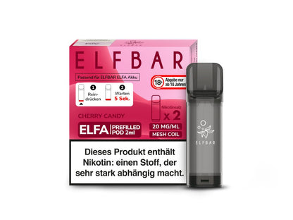 Elf Bar - Elfa - 2ml Prefilled Pods (2 Stück pro Packung) - Cherry Candy 1er Packung 20 mg/ml- Vapes4you